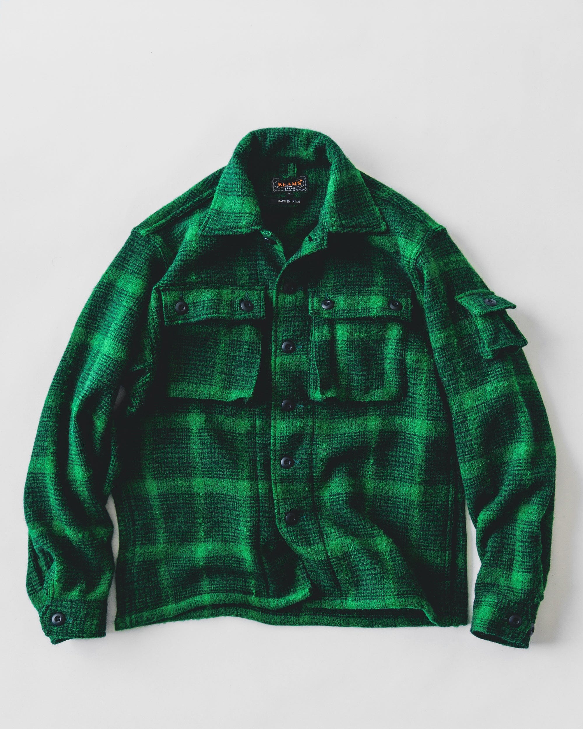 BEAMS PLUS olive Military Shirt for BISHU FES.