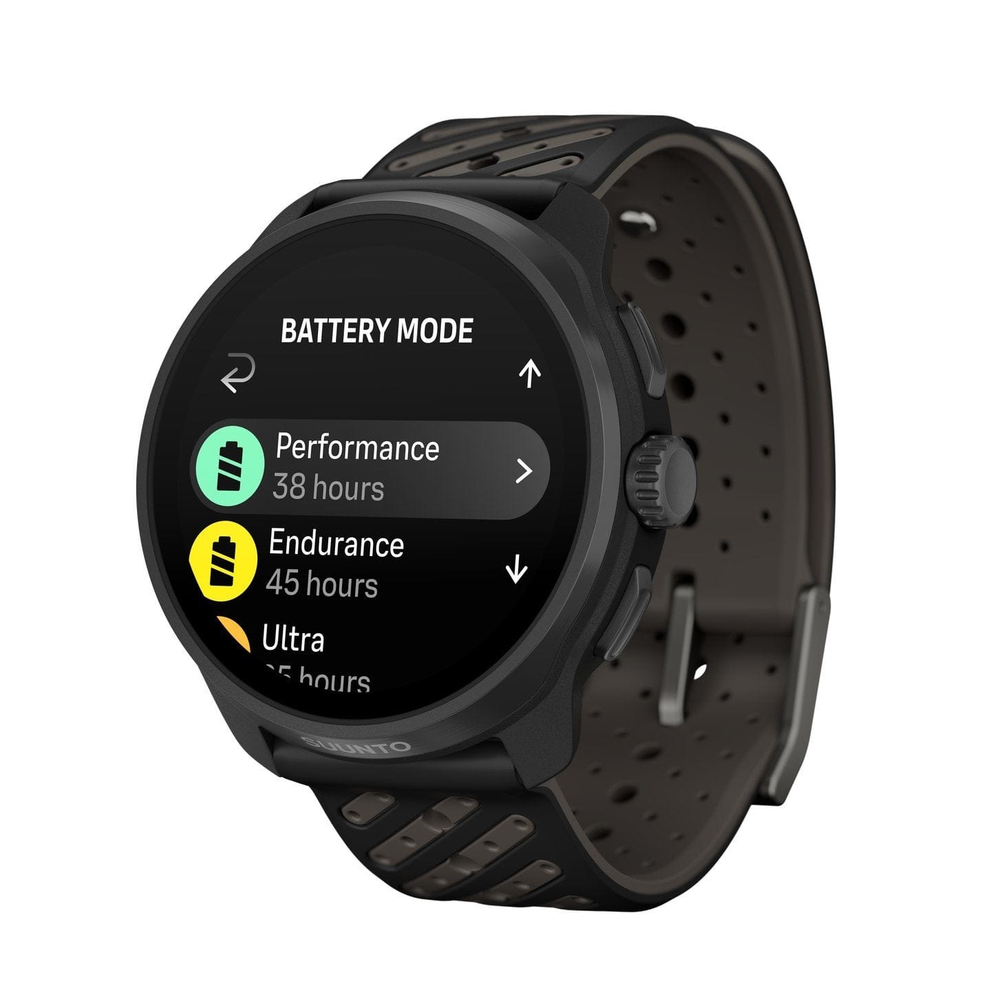 Suunto Race 3S Titanium Black displaying battery modes