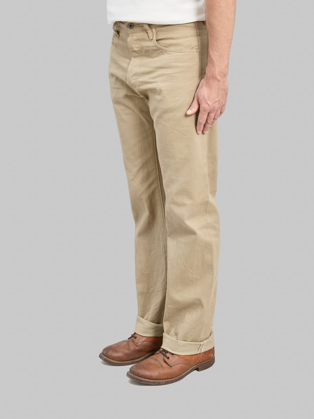 Side silhouette of ONI 271-SVCKB Just Right Straight chino jeans.