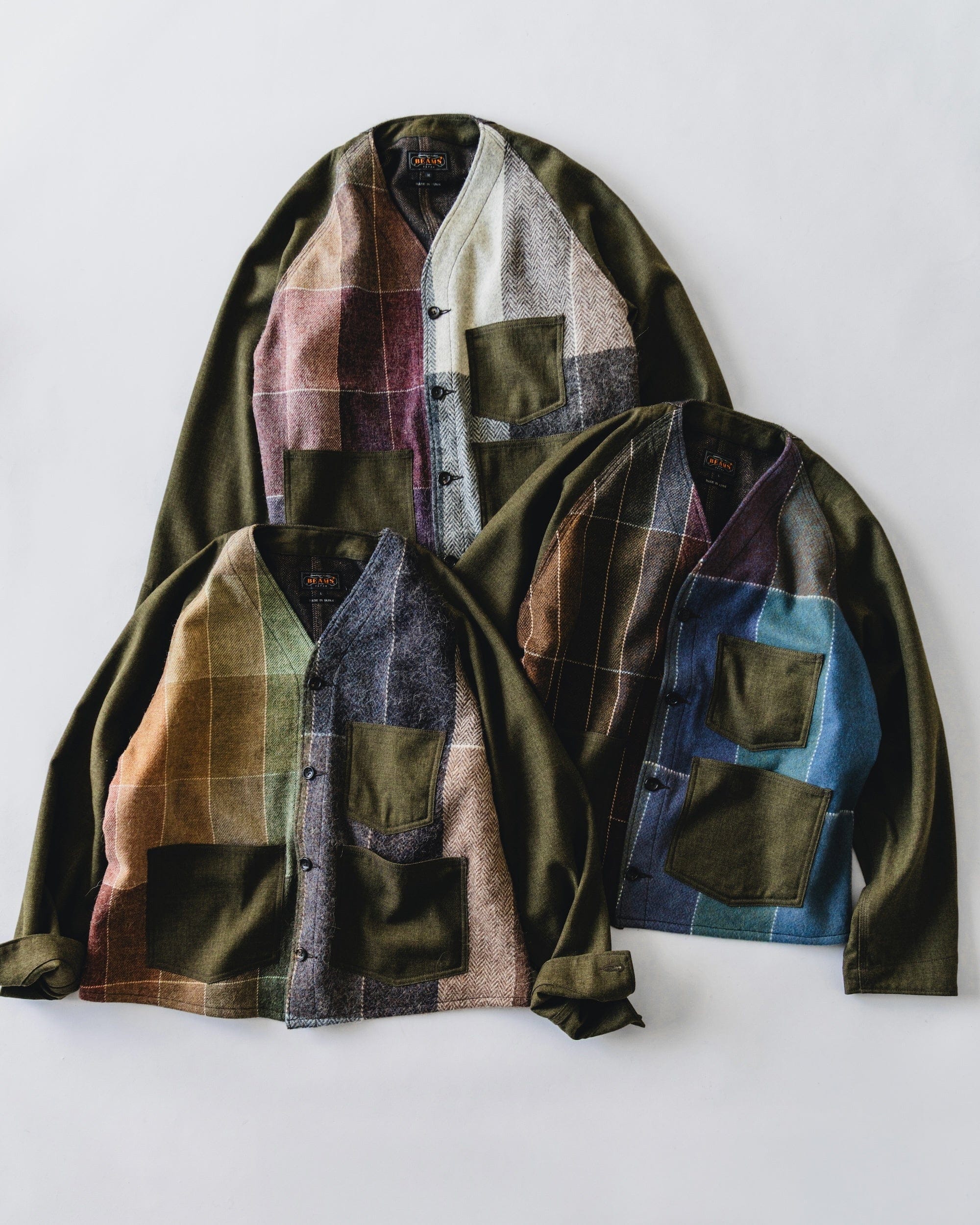 BEAMS PLUS remnant-cloth Engineered Jackets in Crazy colours