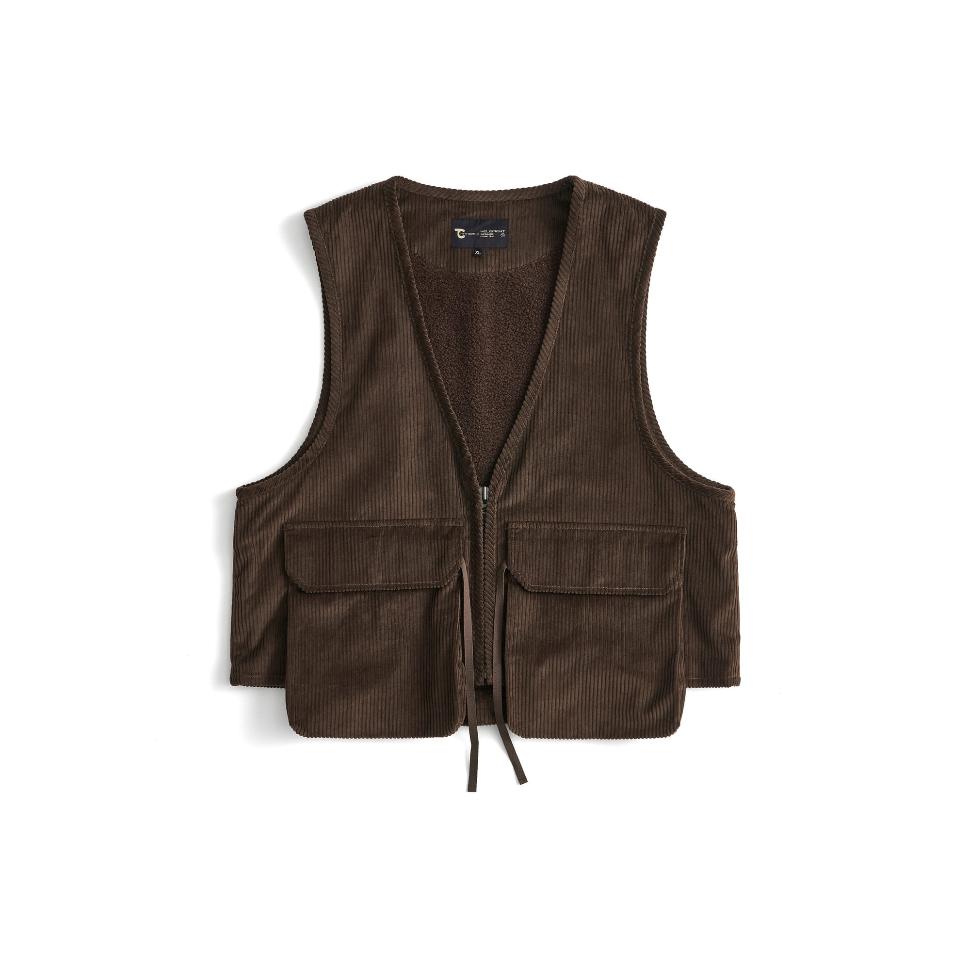 Dark-brown Corduroy Fleece Vest, front