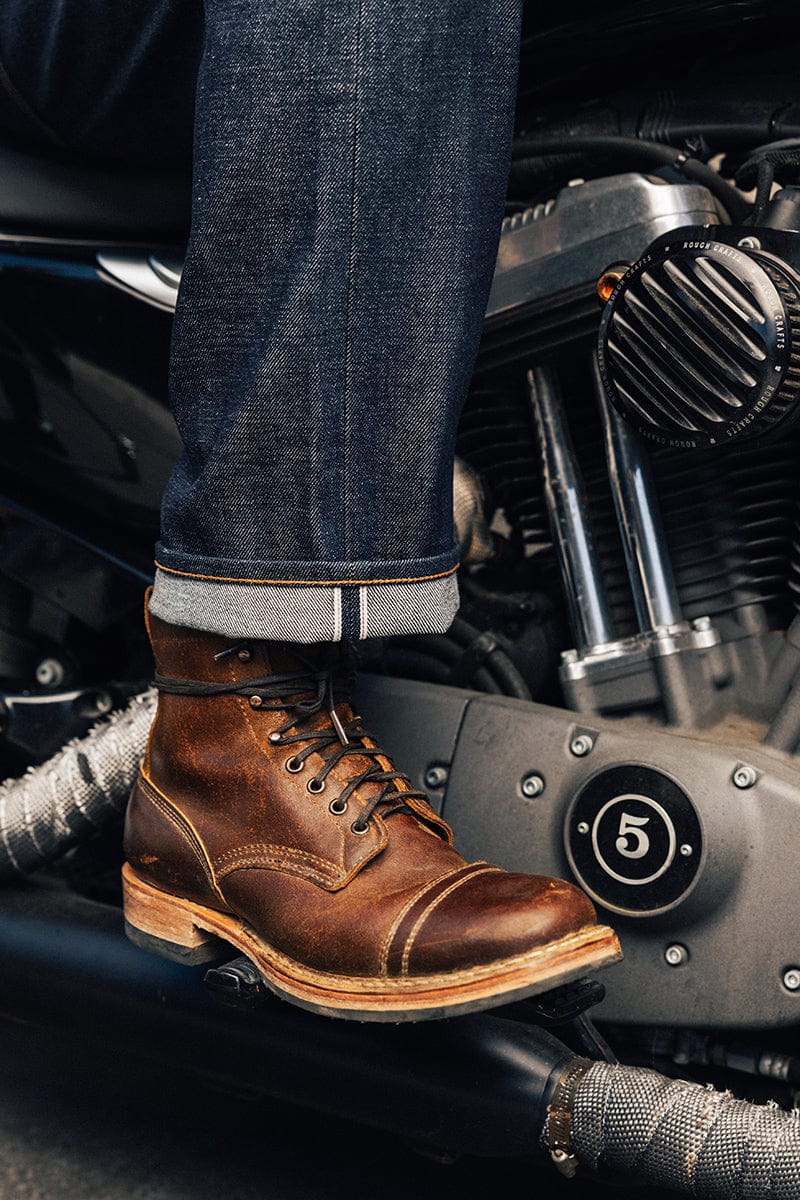 Teacore denim cuff and selvedge detail