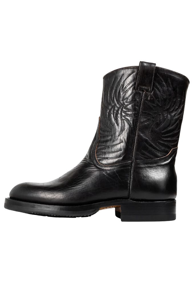 Alternate side profile of the Self Edge x Unmarked black-bison roper.