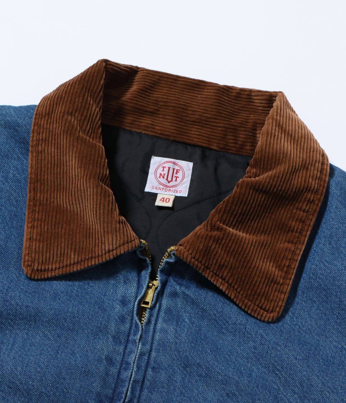 Brown corduroy collar and denim upper body