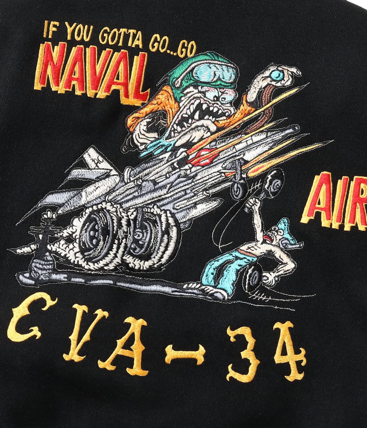 Close view of Naval Air back embroidery