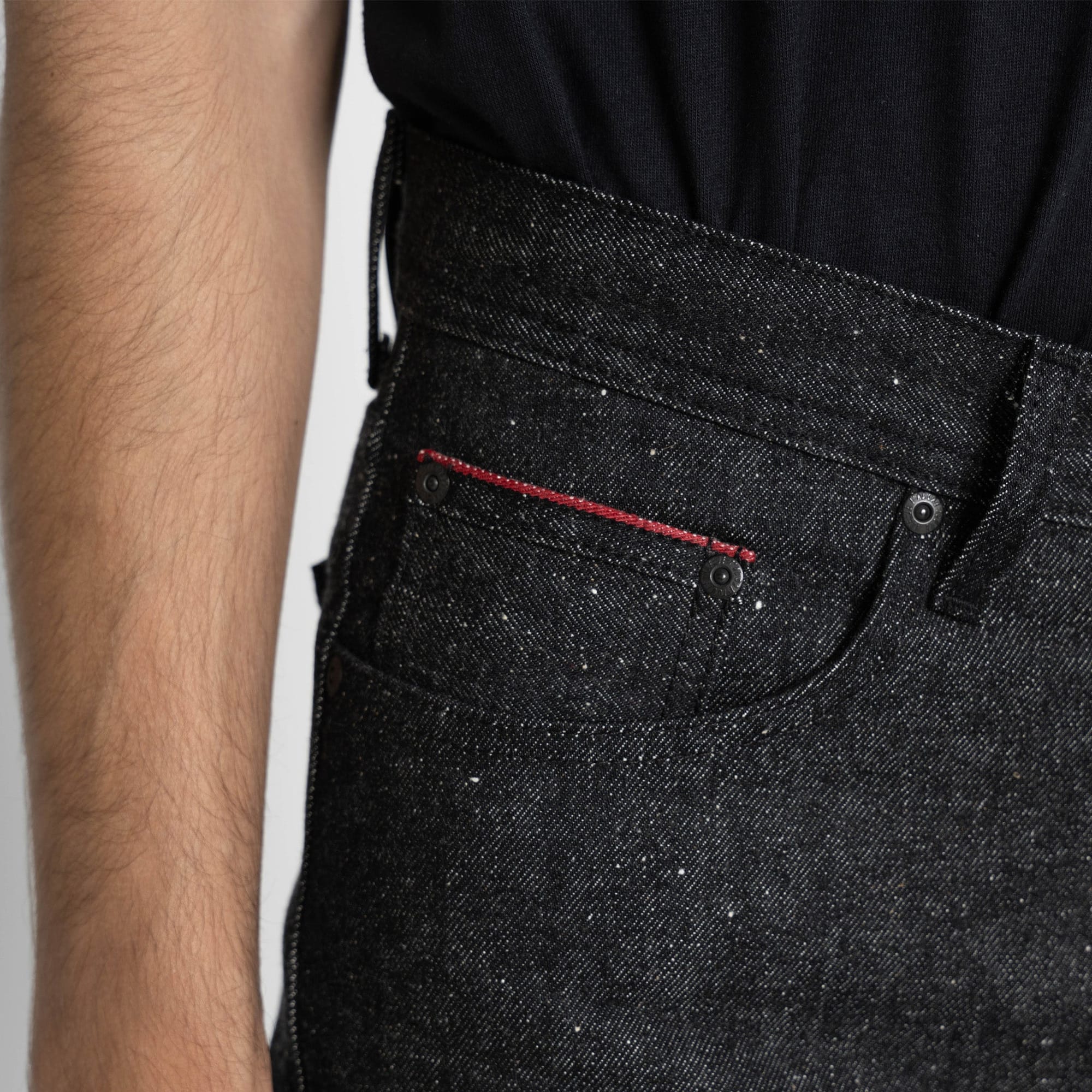 Coin-pocket detail with the red selvedge edge visible.