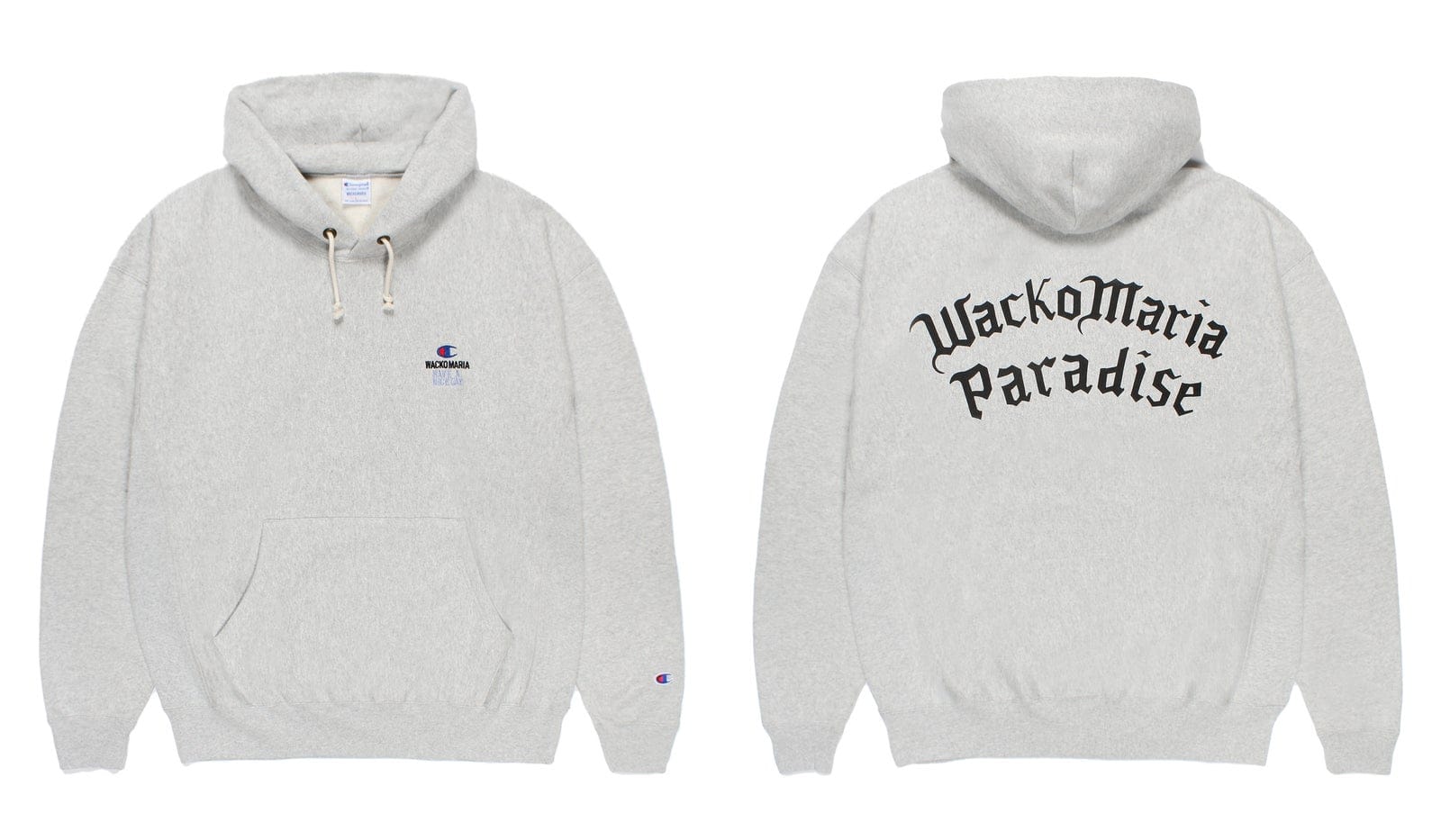 Grey Paradise-lettering hoodie, front and back