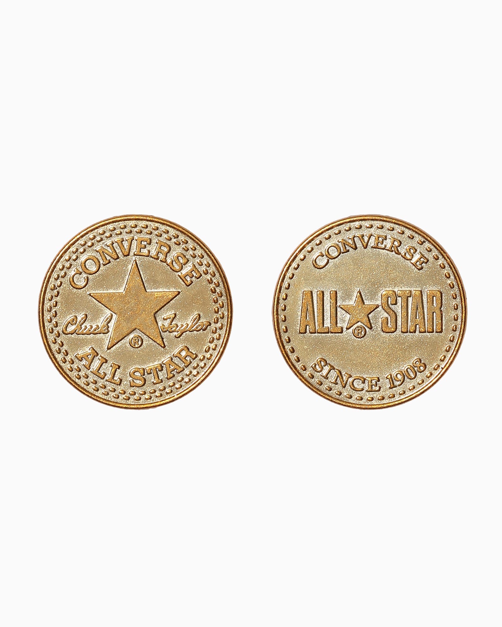 Both faces of the removable Converse coin.