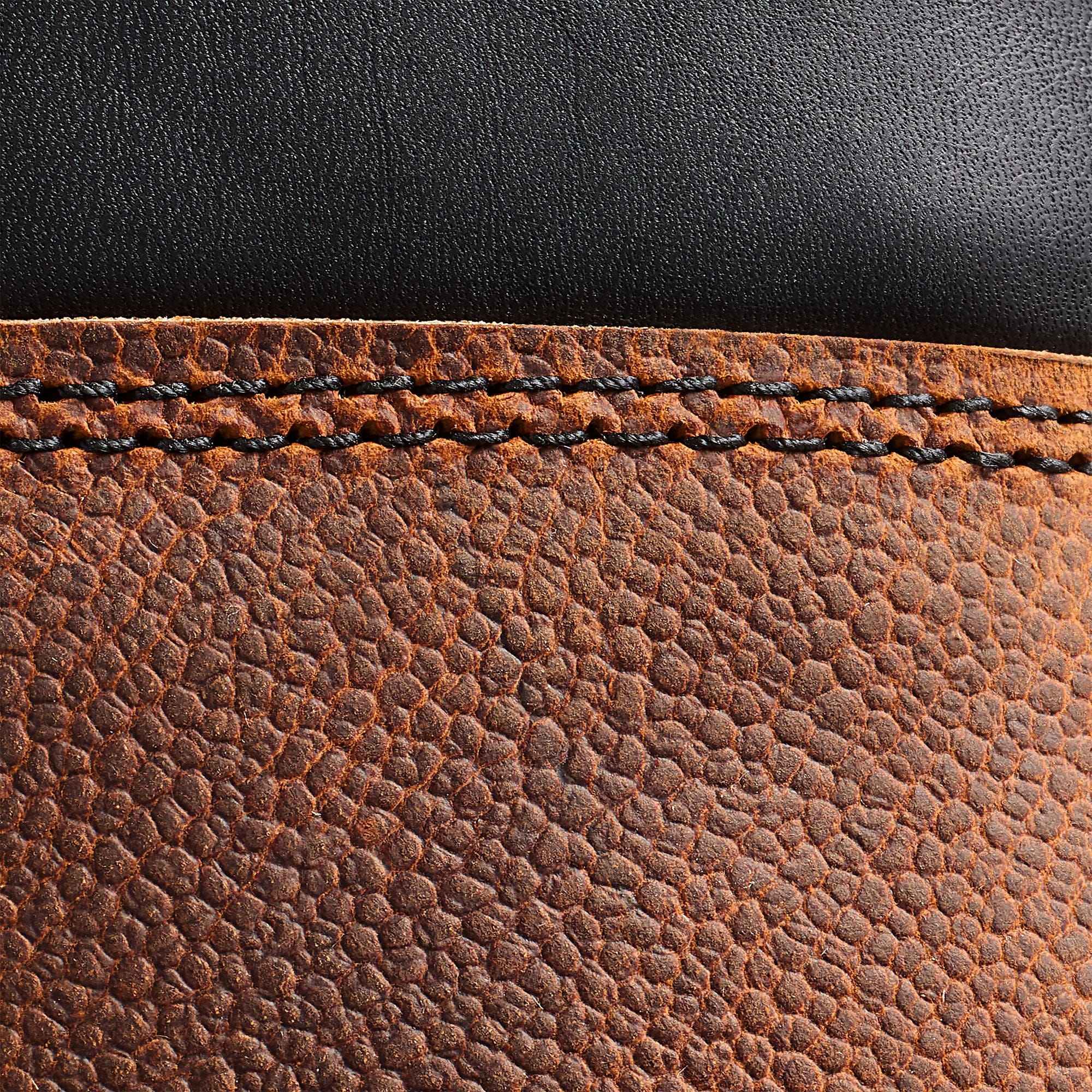 Embossed leather and stitching detail on the Red Wing 8213.
