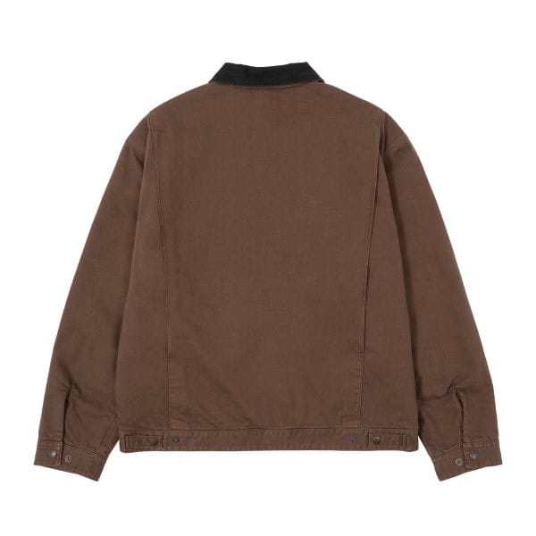 Rear view of the brown HUF and Dickies Painter Jacket.