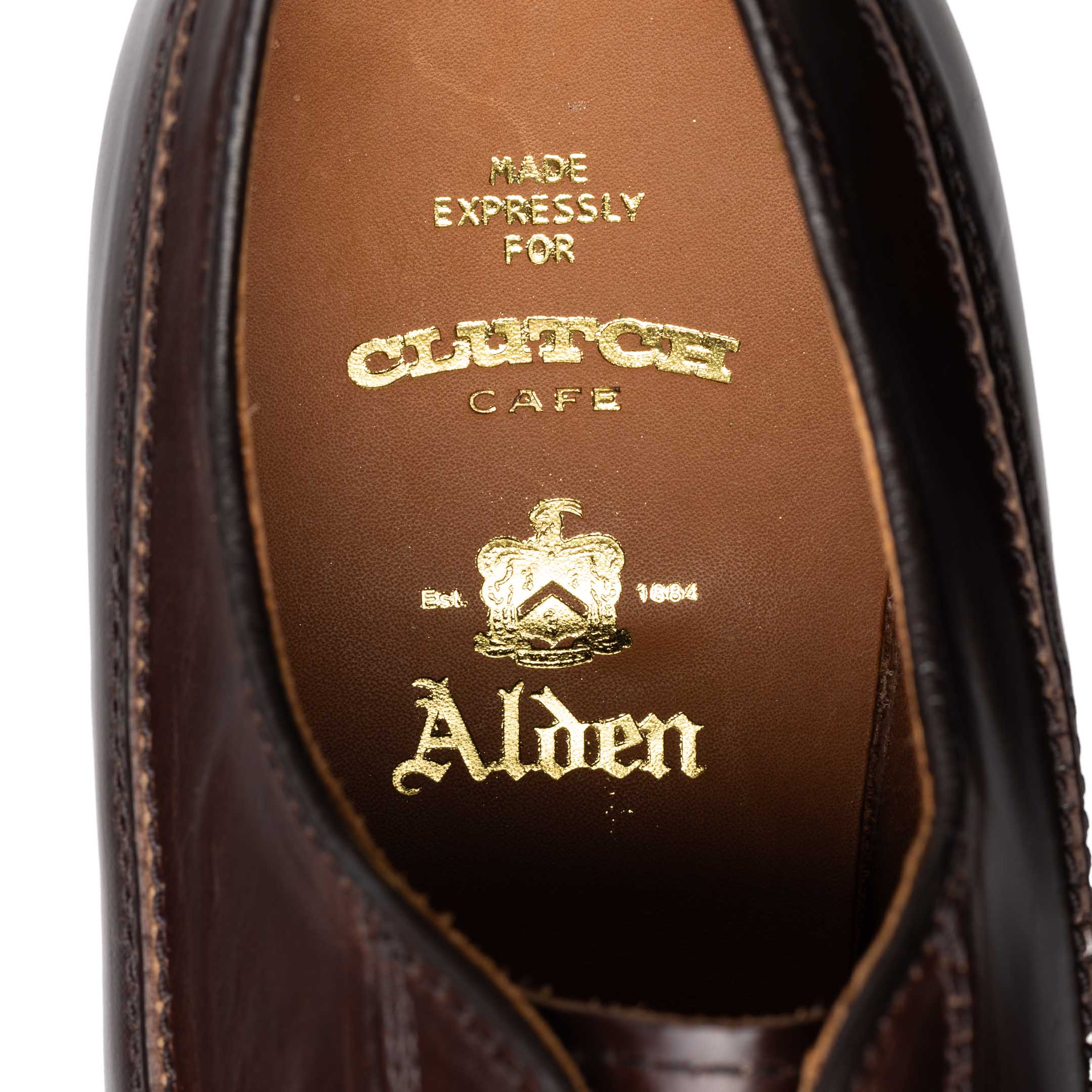 Leather insole stamped with the Clutch Cafe and Alden names.