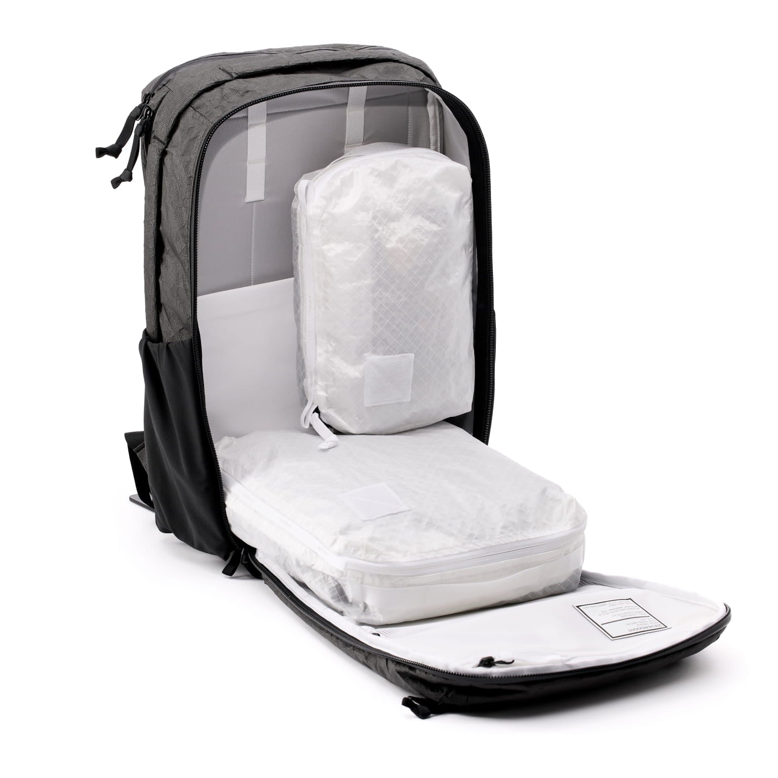 CTB26 ULTRA opened flat with white packing cubes inside.