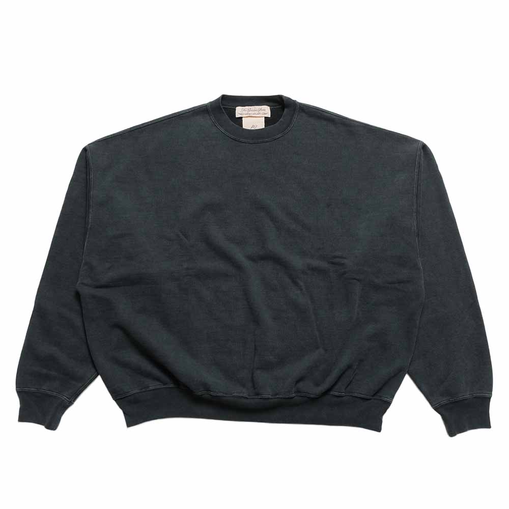 Front view of REMI RELIEF RN6012SDR oversized crew sweatshirt in washed black.
