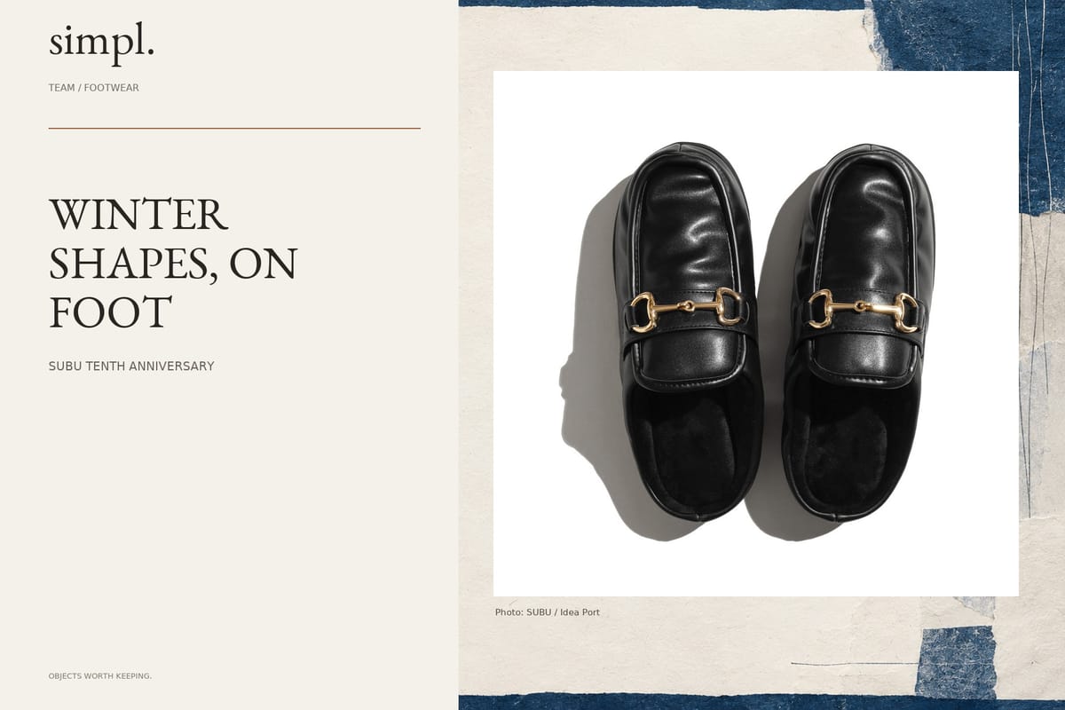 SUBU’s anniversary tour puts winter-footwear shapes on show — credited official product photograph in the simpl. cover.
