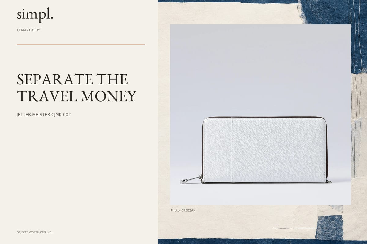 CREEZAN starts the online rollout of its JETTER MEISTER travel wallet — credited official product photograph in the simpl. cover.