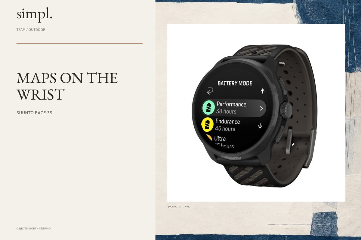 Suunto sets a 29 October Japan launch for the Race 3S — credited official product photograph in the simpl. cover.