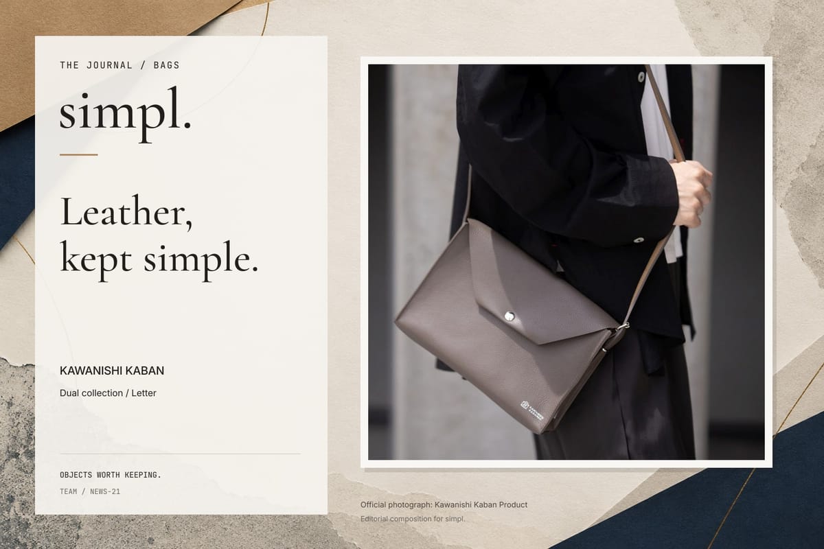 Kawanishi’s Dual Letter keeps the leather bag close to an envelope