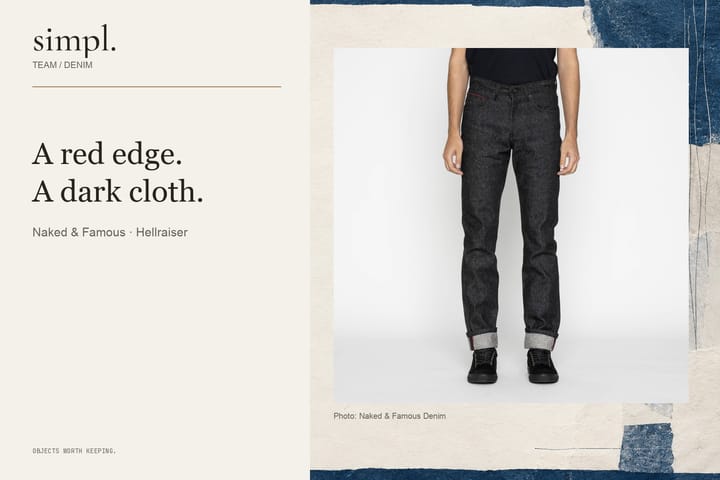 Weird Guy Hellraiser jeans worn from the front, showing the tapered leg.