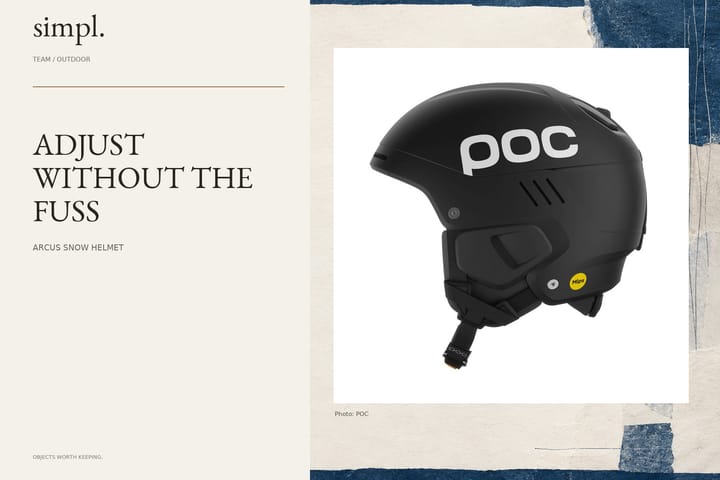 POC Arcus puts glove-friendly adjustment at the centre — credited official product photograph in the simpl. cover.