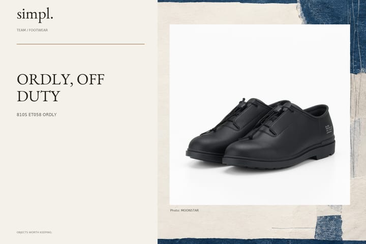 MOONSTAR 810s ORDLY brings quick laces to a formal-looking shoe — credited official product photograph in the simpl. cover.