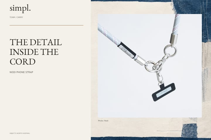 Root takes its NODI phone strap to Yokohama for an advance sale — credited official product photograph in the simpl. cover.