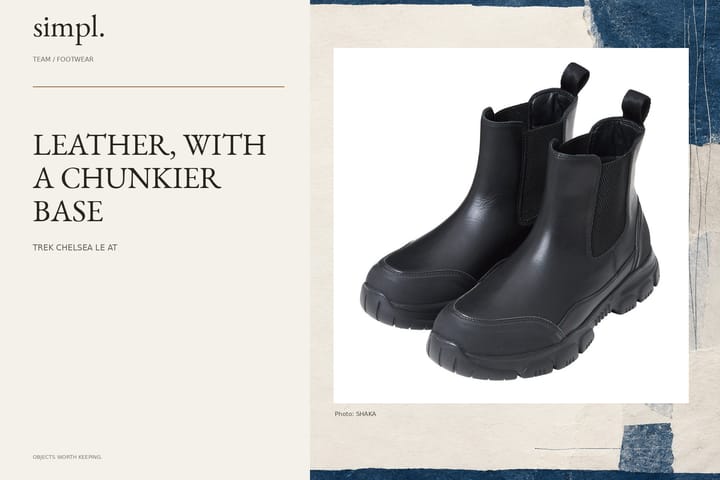 SHAKA’s leather TREK CHELSEA boots are listed for late-October arrivals — credited official product photograph in the simpl. cover.